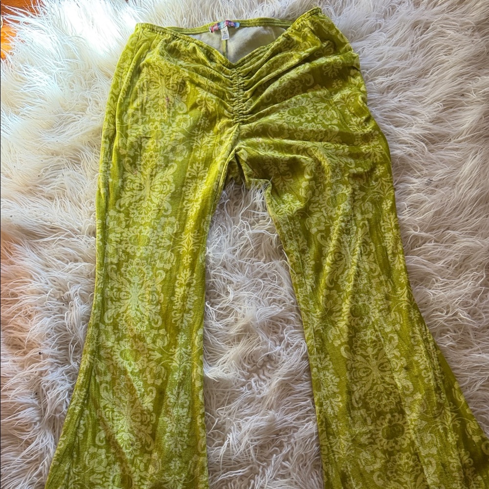 Urban Outfitters Green Velvet Flare Pants